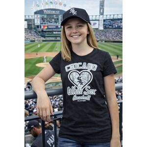 Chicago White Sox Baseball T Shirt Girls L (10/12) MLB Team Athletics Black